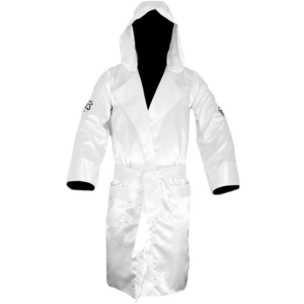 White Satin Boxing Robe with Hood I68264