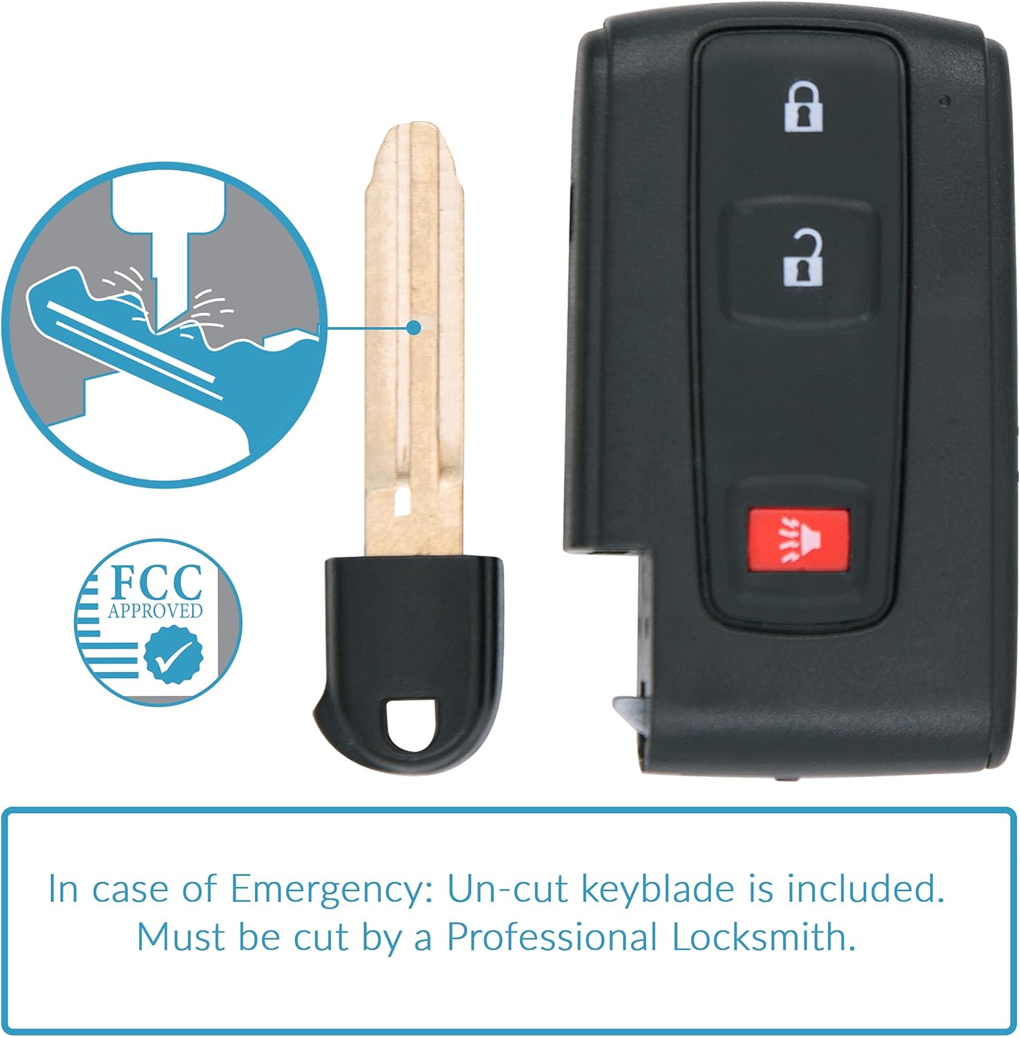 Keyless2Go Replacement 3 Button Proximity Remote Smart Key Toyota B4188