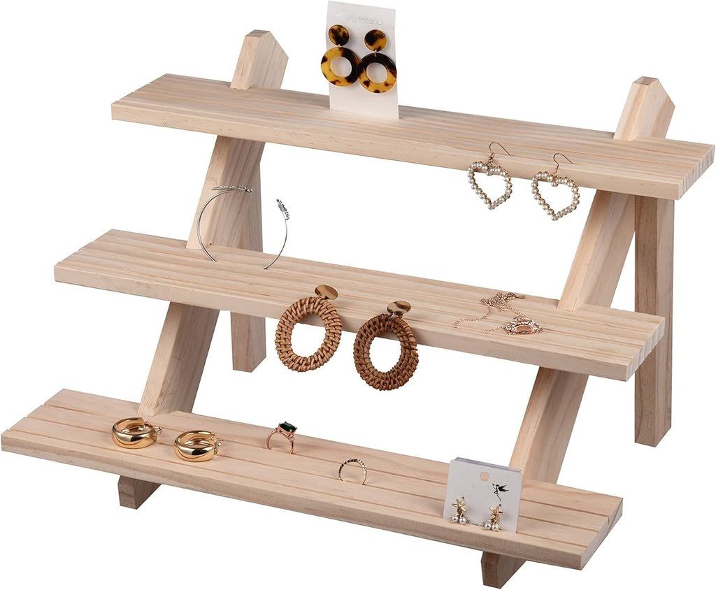 3-Tier Wood Earring & Ring Holder Stand M8295