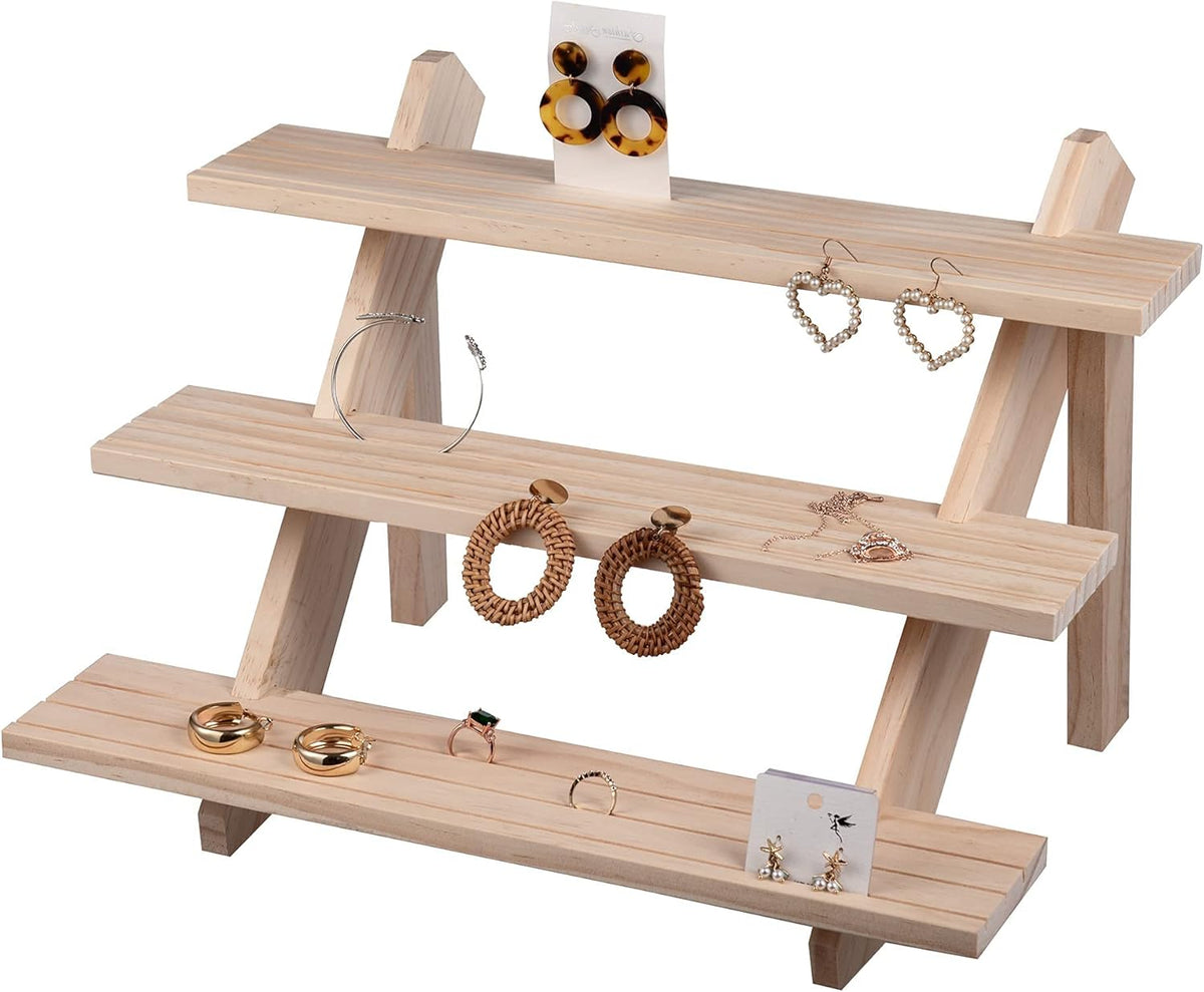 3-Tier Wood Earring & Ring Holder Stand M8295