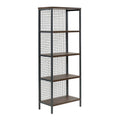 Tall Metal 4-Shelf Bookcase in Rich Walnut and Black G9809