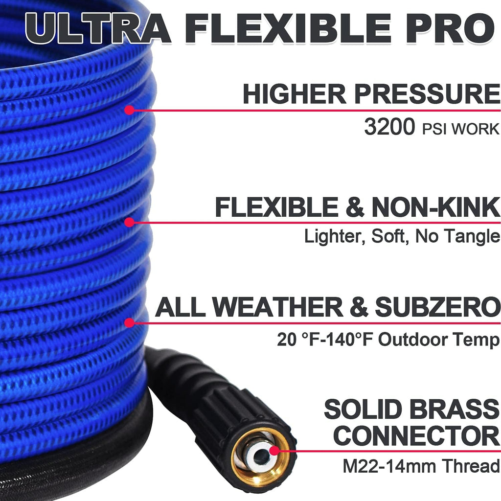 Ultra Flexible Pressure Washer Hose 3200 PSI 1/4” x 50 ft. Pack of 2 V377104