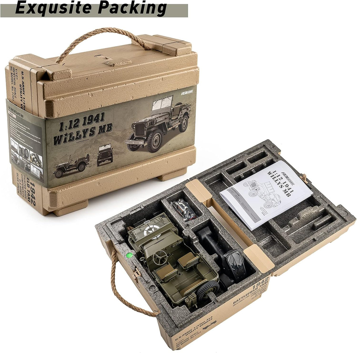 1/12 1941 MB Scaler RC Jeep Rock Crawler with LED Lights P896