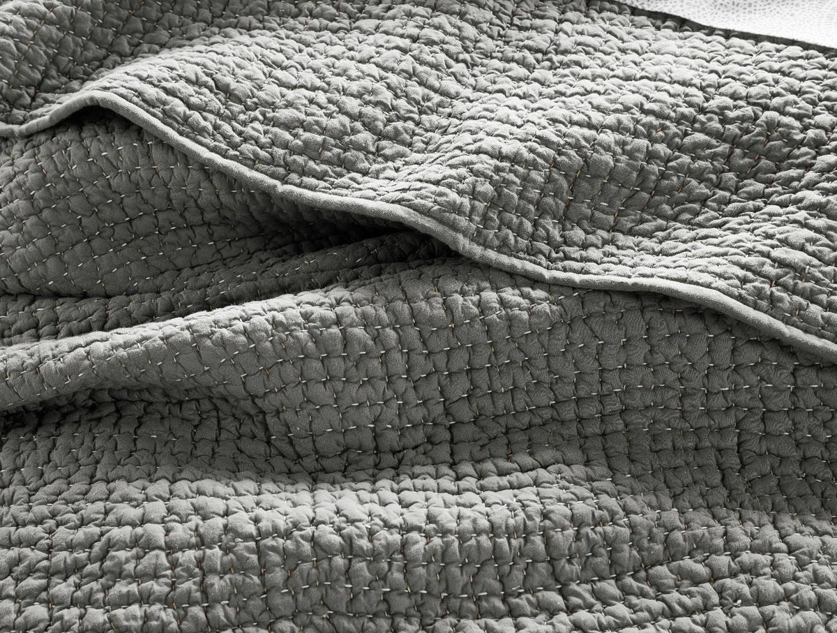 Organic Handstitched Quilt, Slate, Full/Queen Q45356