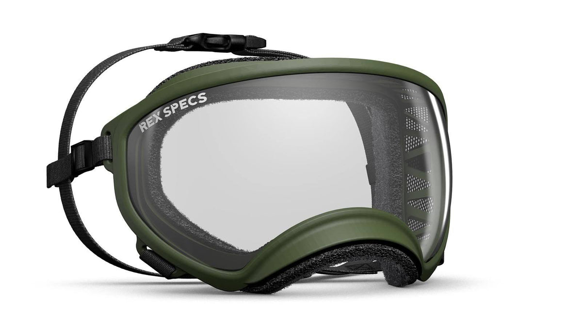 Army Green Dog Goggles with 2 Clear Lenses W2800