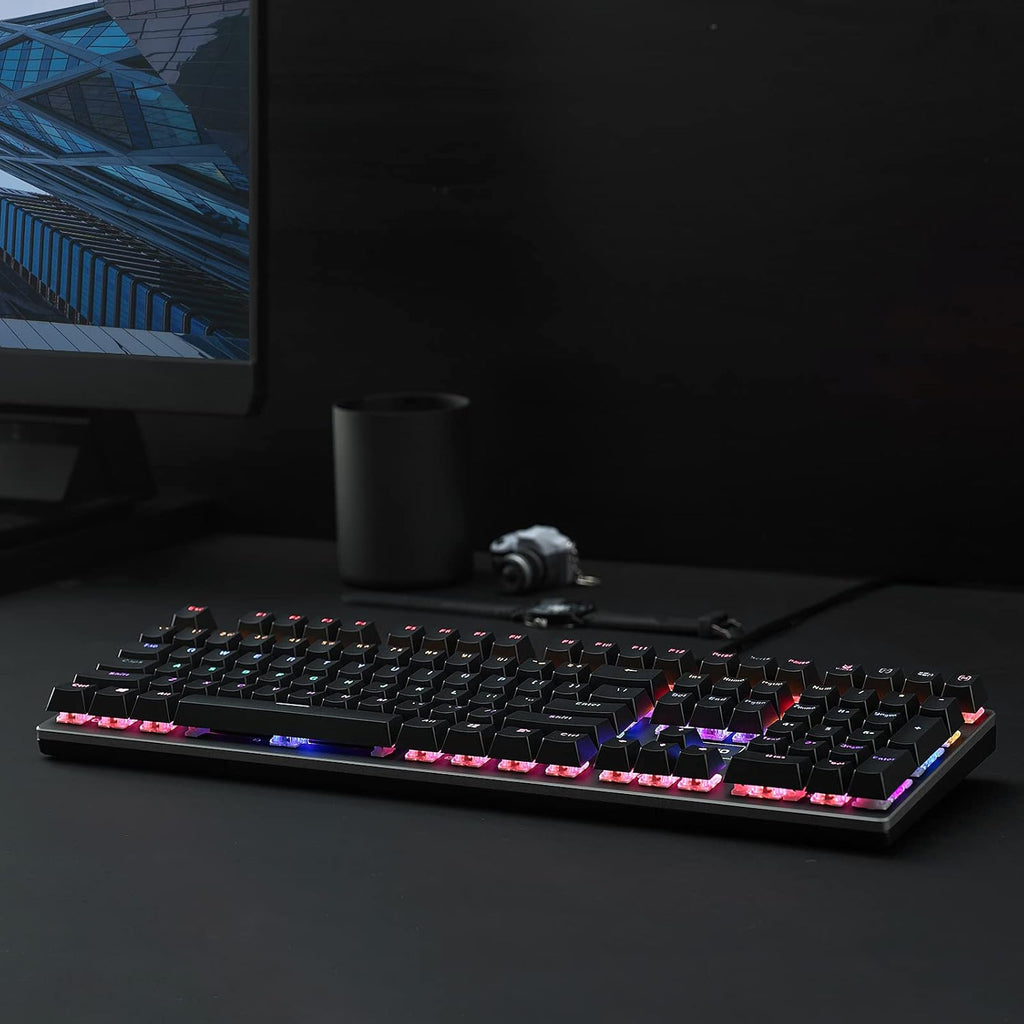 V700RGB LED Alloy Backlit Wired Mechanical Gaming Keyboard with Blue Switches, Braided Fiber Cable, Pack of 2 Y35436