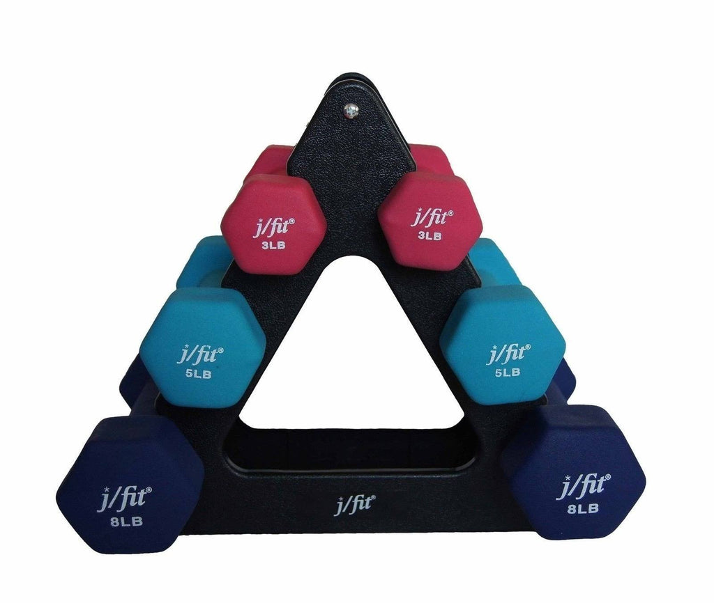 Dumbbell Set with Durable Rack, Double Neoprene Coated D405398