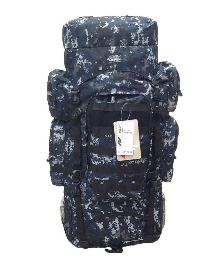 34x22 5200 Cu. in. Tactical Hunting Camping Hiking Backpack Digital Camouflage (Navy Blue) Q23331