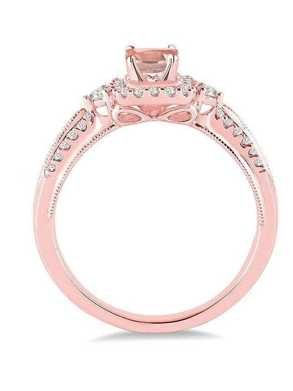 14k Rose Gold Morganite and Diamond Engagement Ring B2069