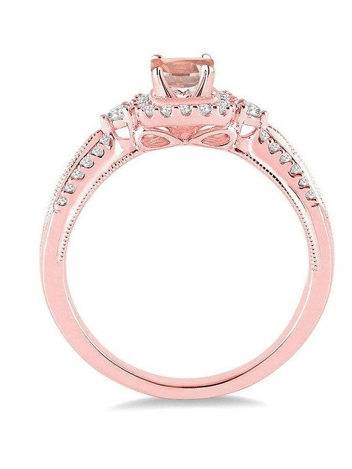 14k Rose Gold Morganite and Diamond Engagement Ring B2069