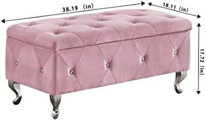 Velvet Ottoman Bench with Safety Hinge O579