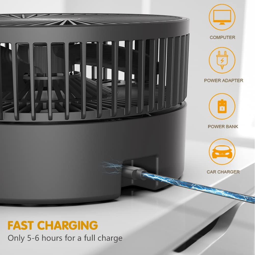 8 Portable Rechargeable Oscillating Fan, 10000mAh, 3 Speeds, Foldable, Quiet USB Desk Fan, Pack of 2 J271449