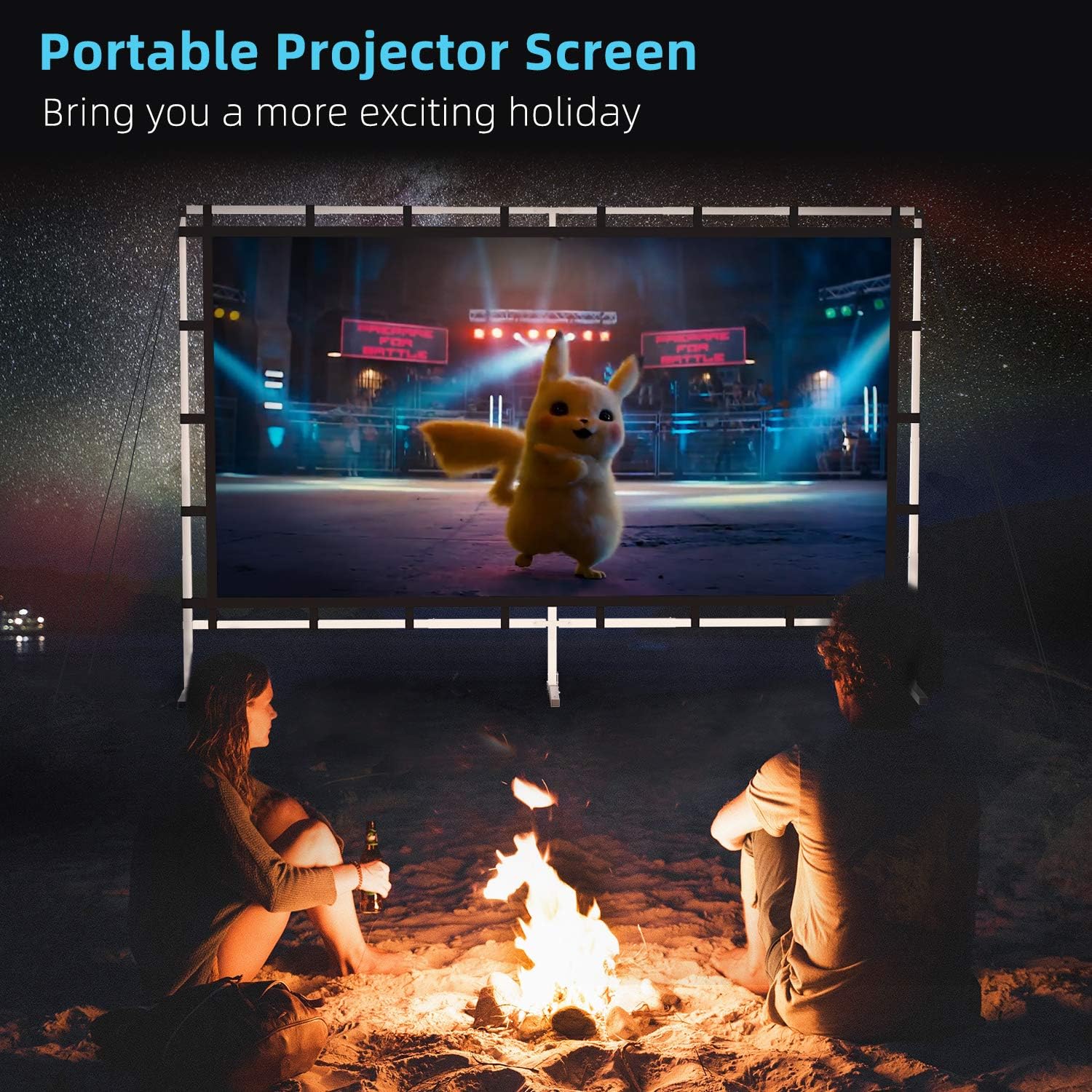 Outdoor Projector Screen with Stand, 120 Inch, Double Sided Projection Screen with Bag M66310