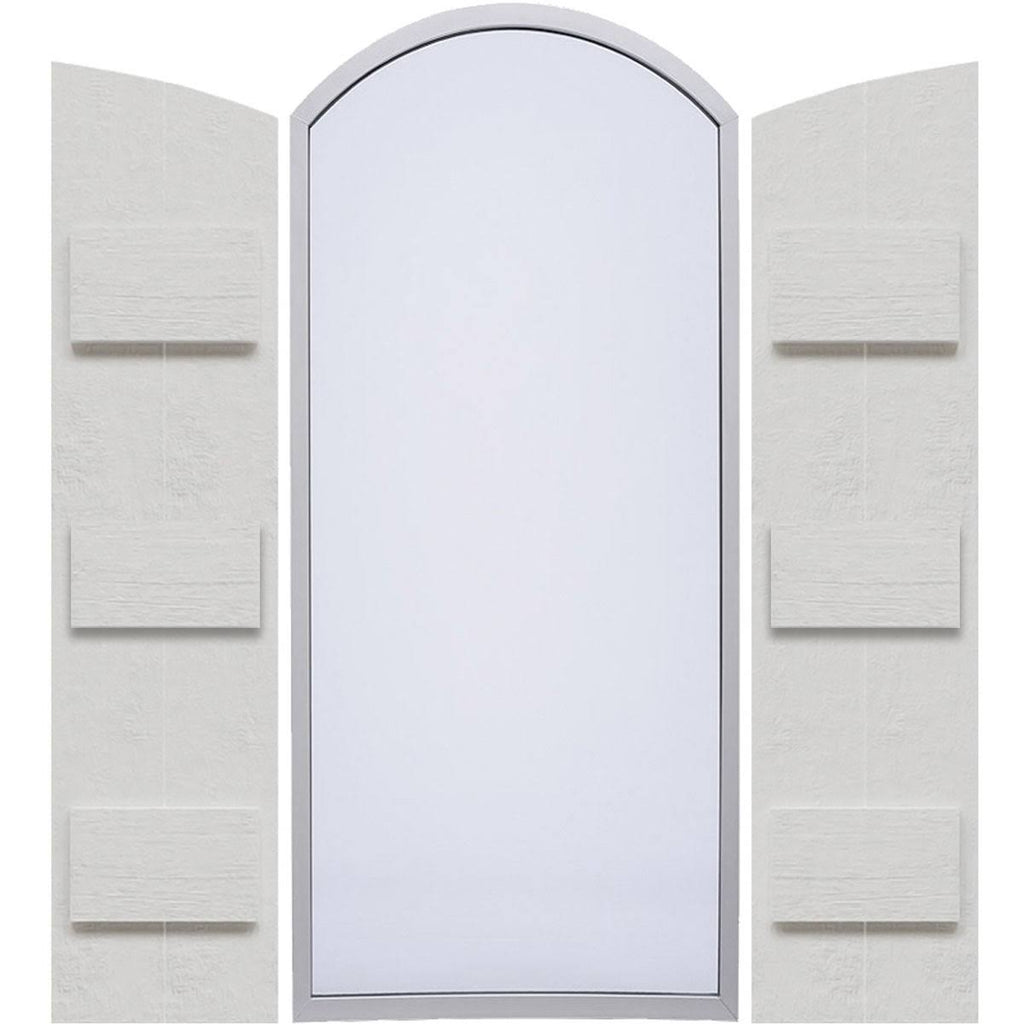 Rustic Faux Wood Shutters with Elliptical Arch Top O1563