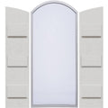 Rustic Faux Wood Shutters with Elliptical Arch Top O1563