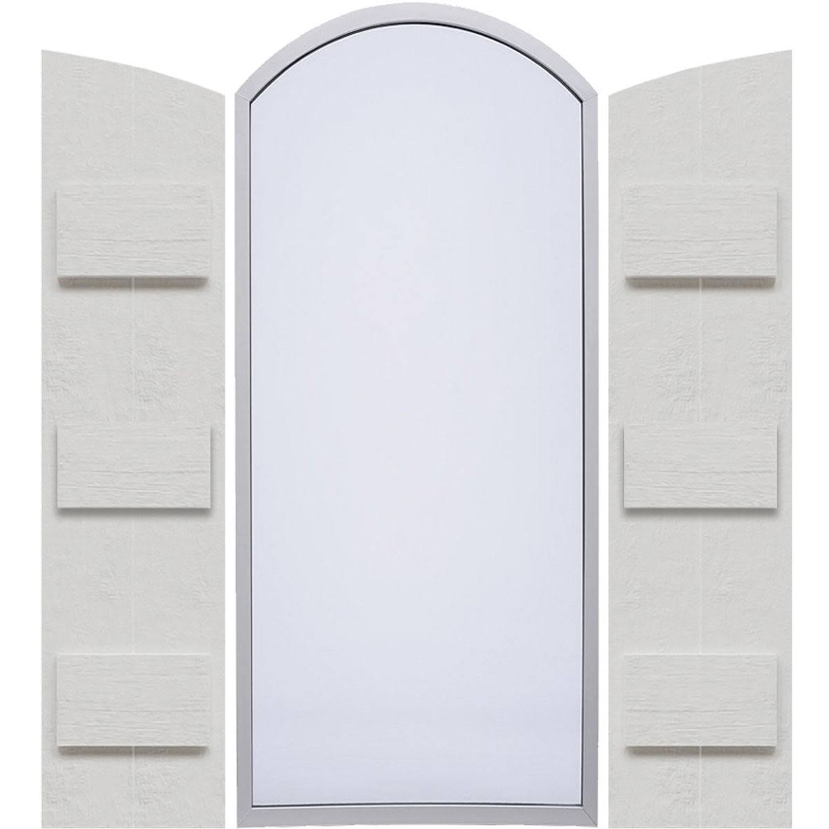 Rustic Faux Wood Shutters with Elliptical Arch Top O1563