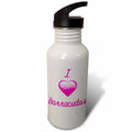 Pink Flowery 21 oz Sports Water Bottle K858