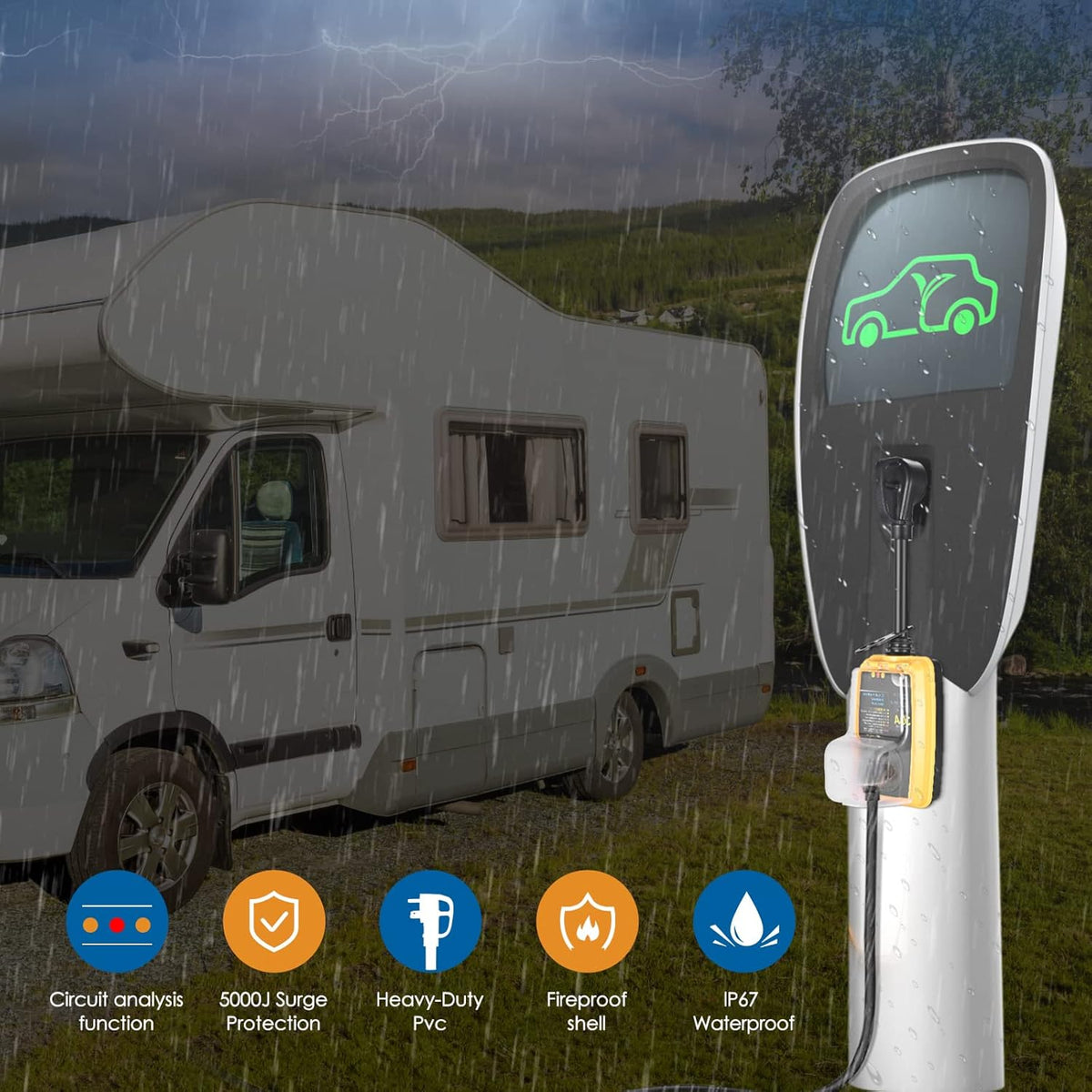 30 Amp 5000 Joules Surge Protector with Waterproof Cover and LED Indicator N2502