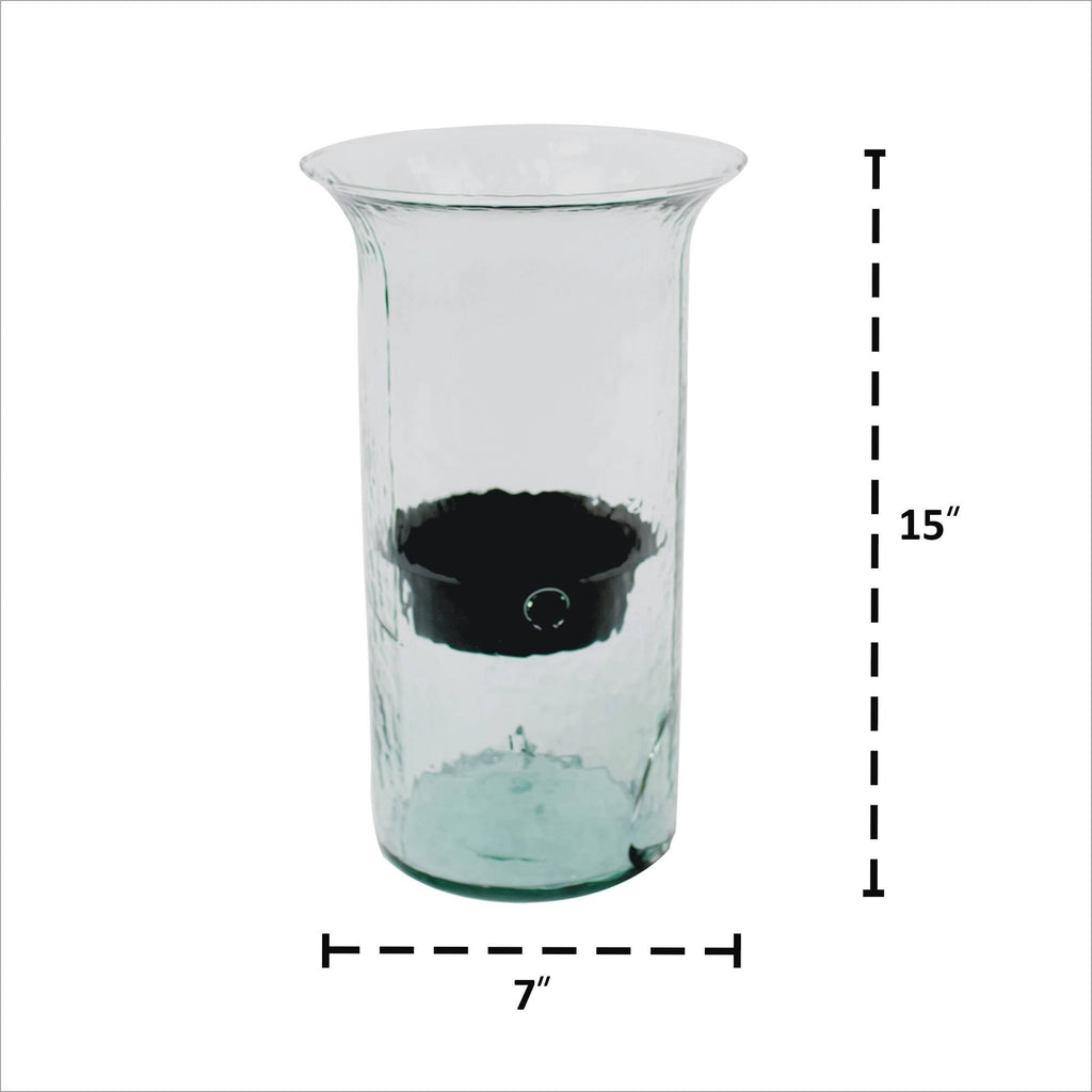 Glass Candle Cylinder with Rustic Insert V58690