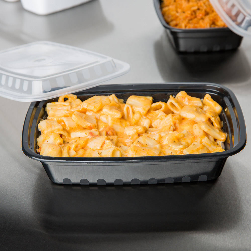 24 oz Black Microwavable Food Container with Lid W980514