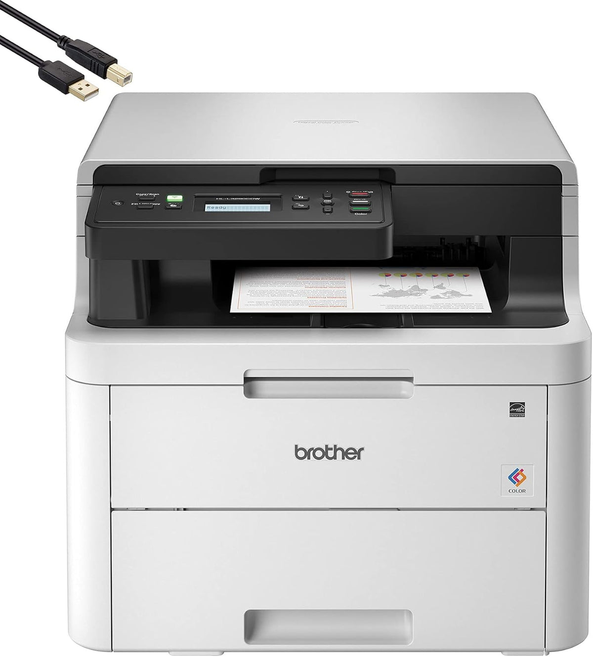 Compact Digital LED Color All-in-One Printer with Flatbed Copy & Scan, Wireless Duplex Printing, 25 ppm, 600x2400 dpi J836