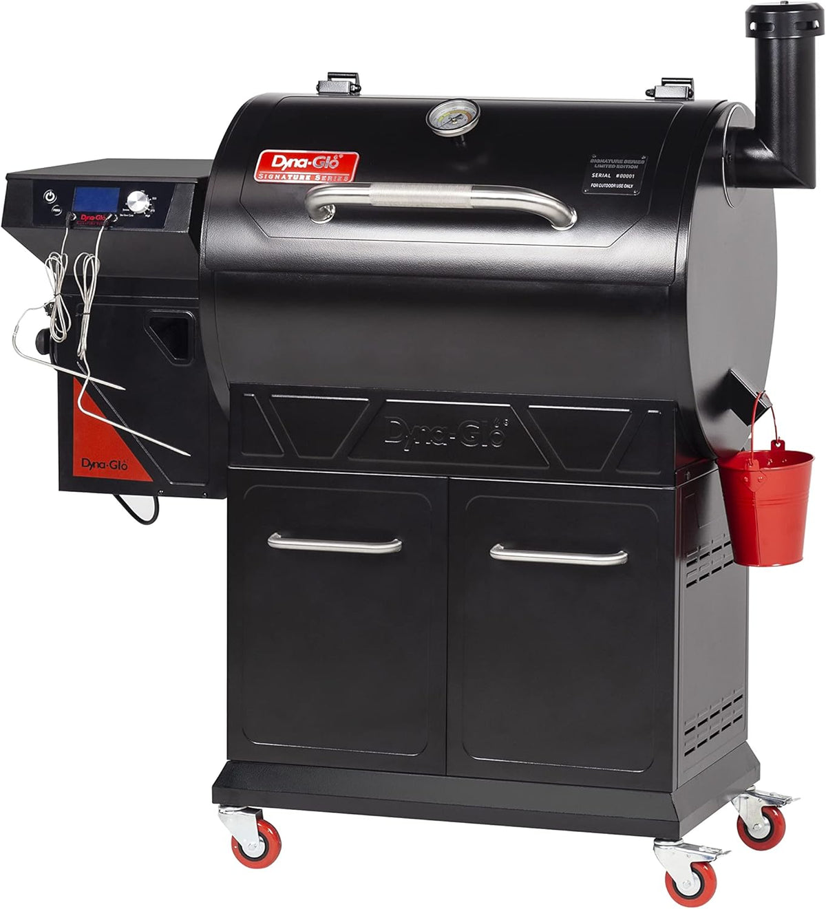 Black/red Wood Grill Pellet Grill & Smoker with Cabinet V44190