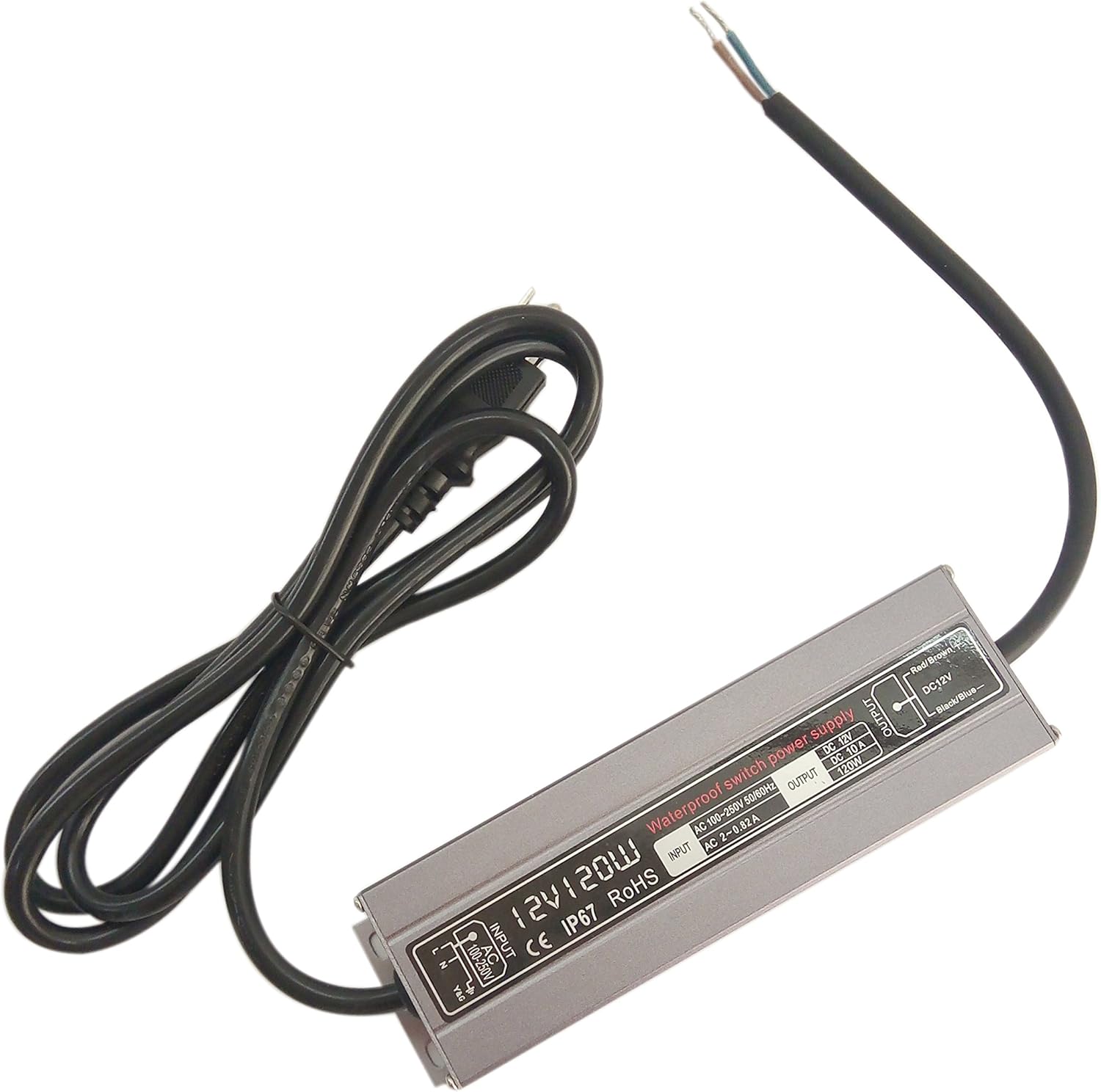 200W Waterproof Power Supply Transformer, 110-130V AC to 12V DC Output 16.7A Adapter with 3 Feet Cable U22535