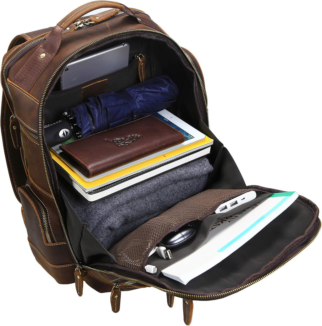 Men's Full Grain Leather Laptop Backpack D697283