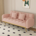 Pink Teddy Velvet Sofa Bed with Throw Pillows A848