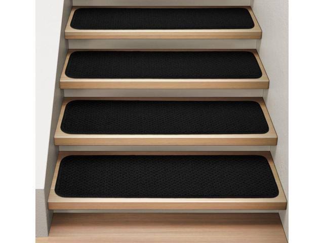 Set of 15 Black Carpet Stair Treads W1145
