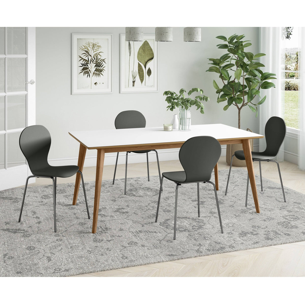 Walnut Armless Dining Chair Set of 4 U450