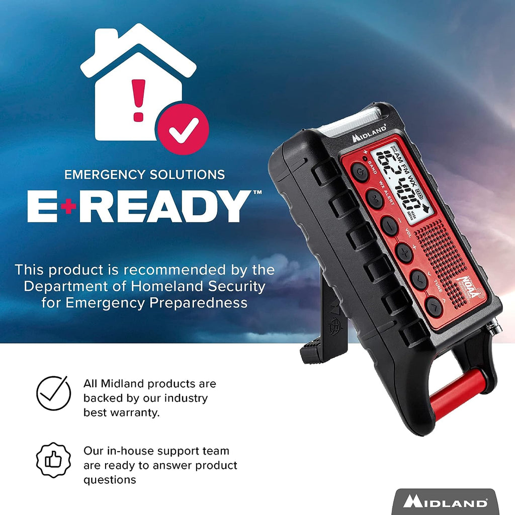 Red/Black Emergency Crank AM/FM Radio with Flashlight Q88204