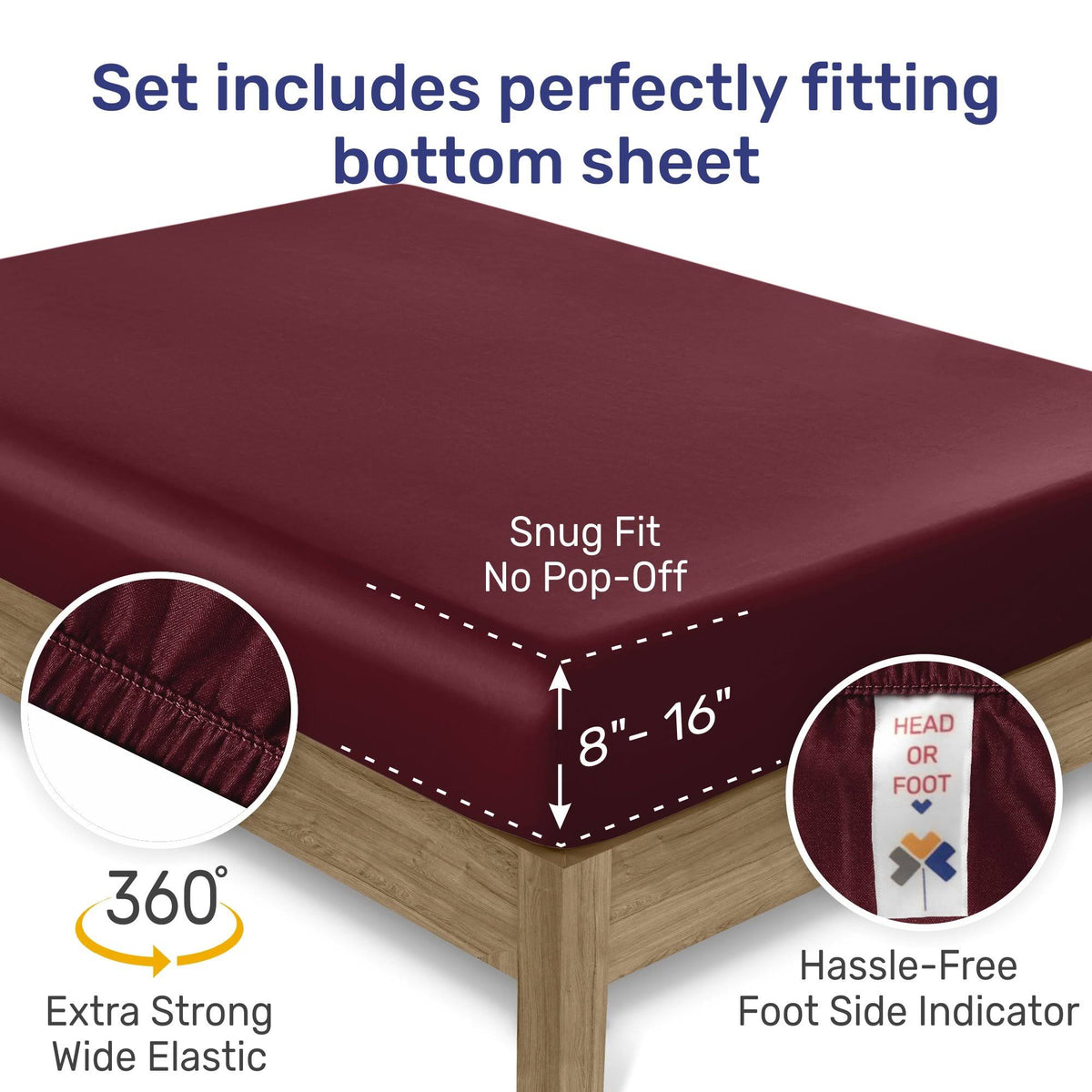 Red Wine California King 100% Cotton Sateen Set P117266