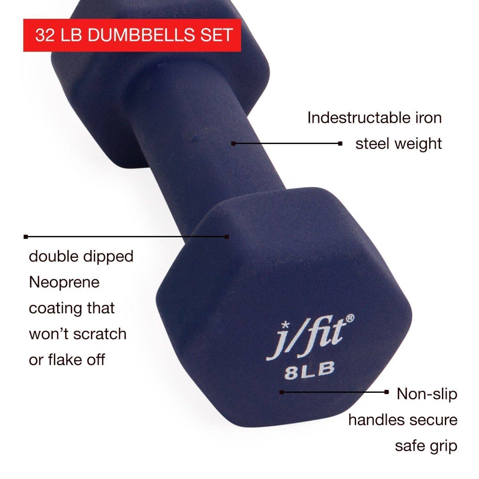 Dumbbell Set with Durable Rack, Double Neoprene Coated D405398