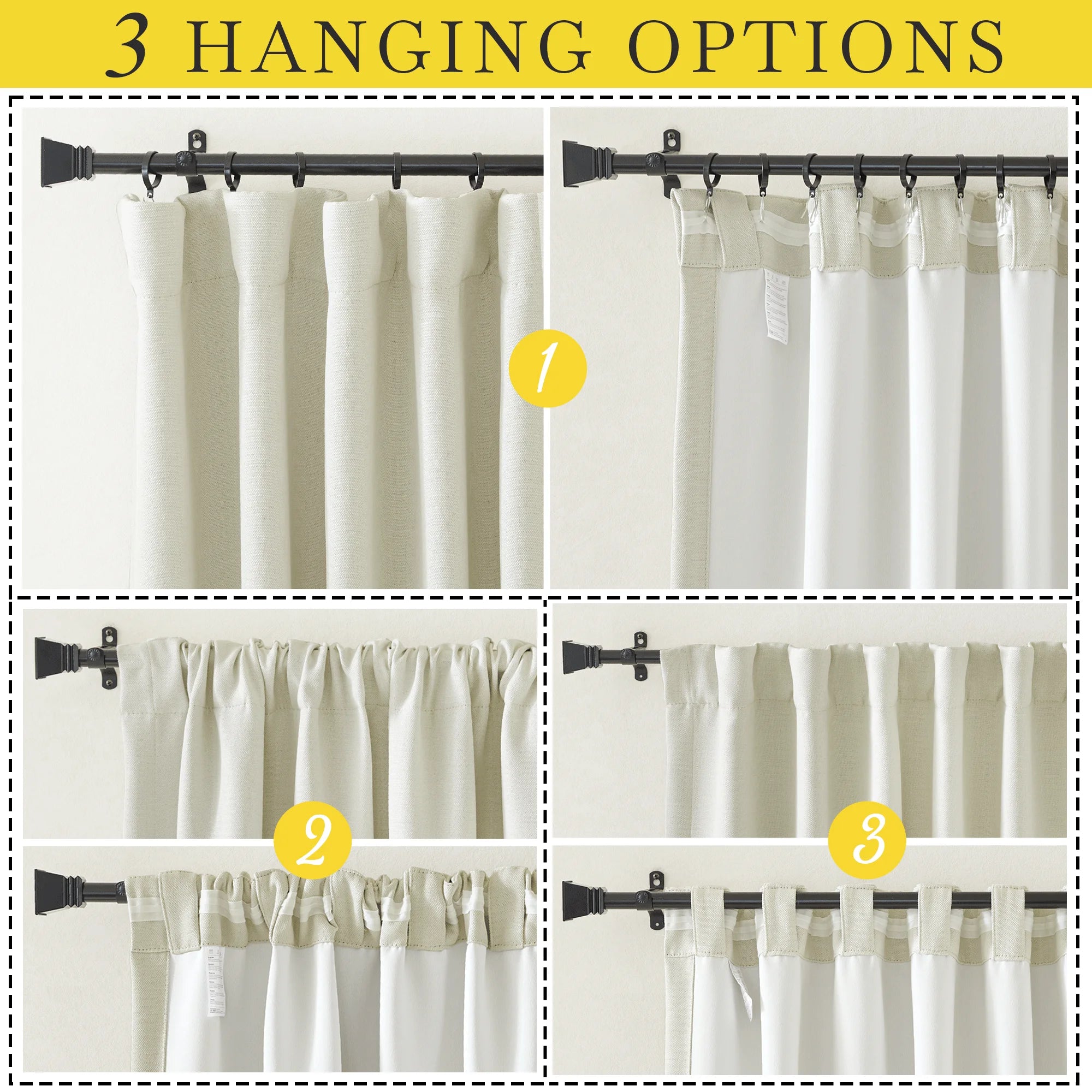 Faux Linen Blackout Curtains 102 inches Long 50" Wide 2 Panels Pinch Pleated Thermal Insulated N35941