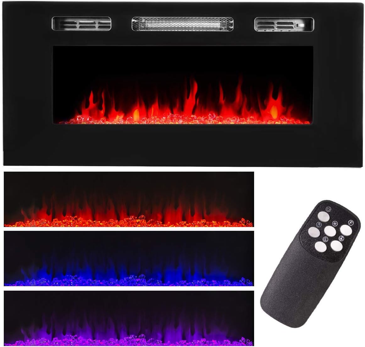 1500W Recessed Electric Fireplace Heater with Remote Control P434810
