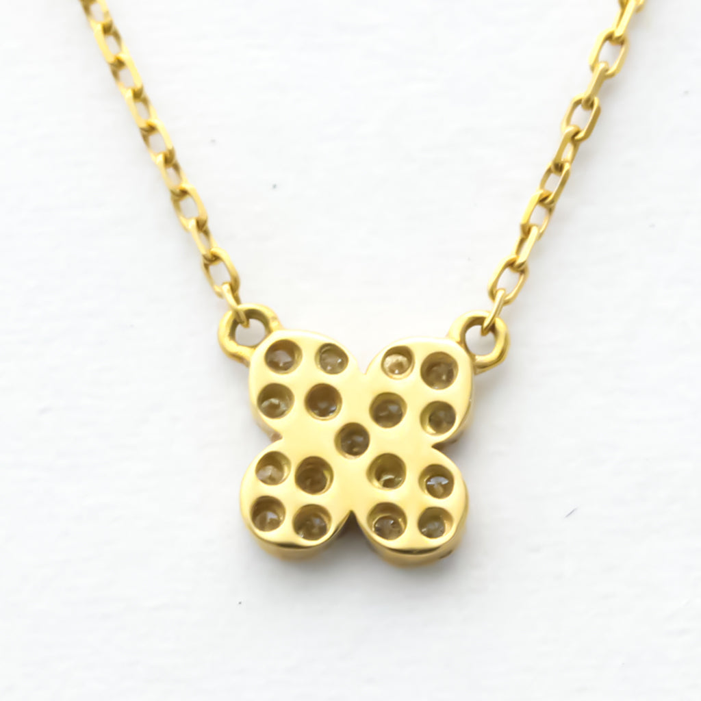 18K Yellow Gold Diamond Pendant Necklace K353