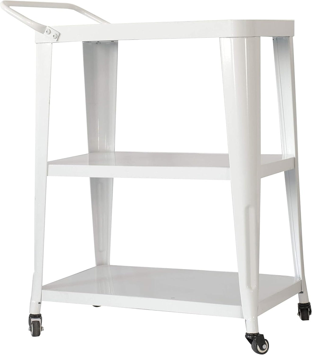White 3-Tiered Mobile Metal Bar Cart T33699