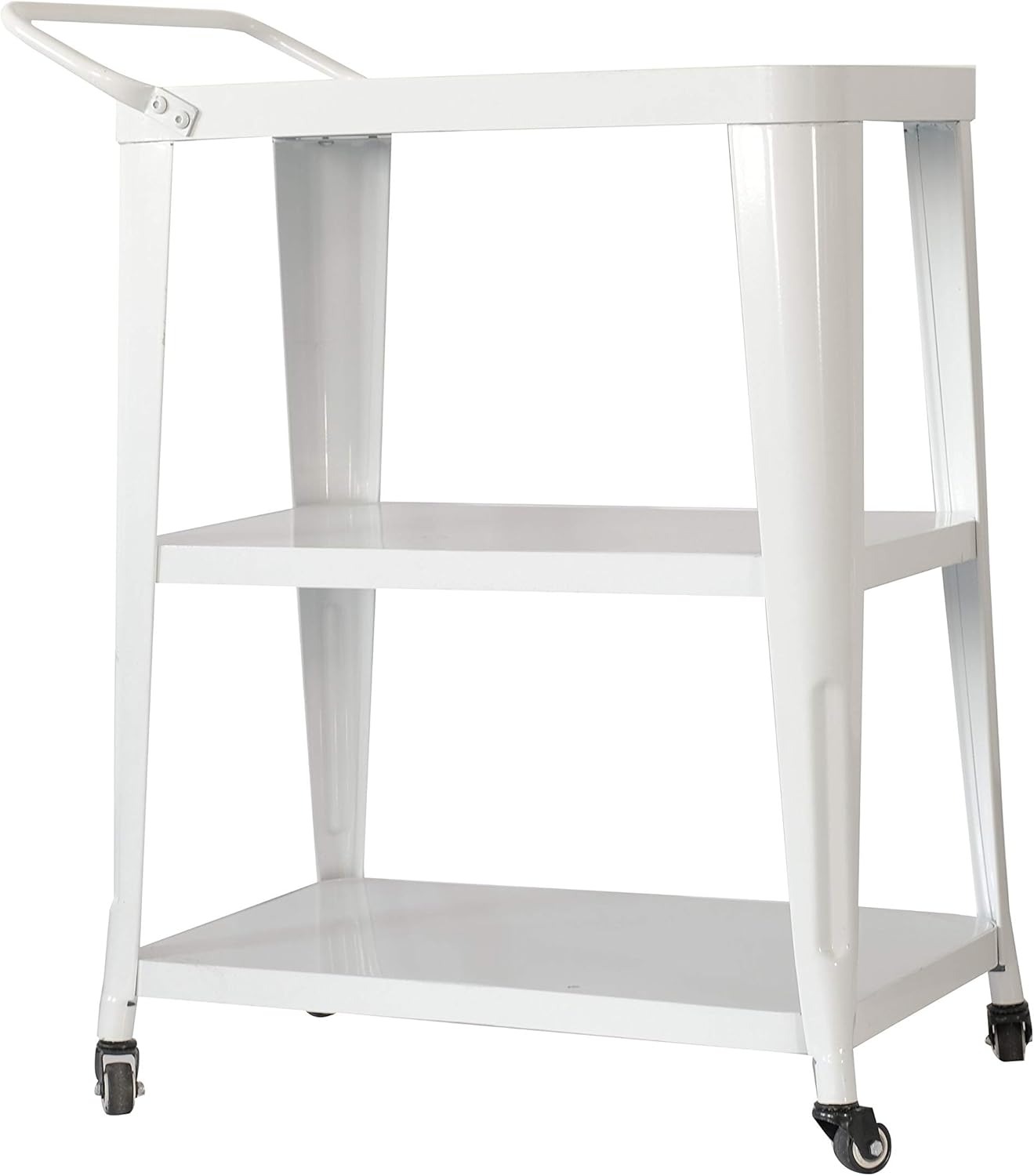 White 3-Tiered Mobile Metal Bar Cart T33699