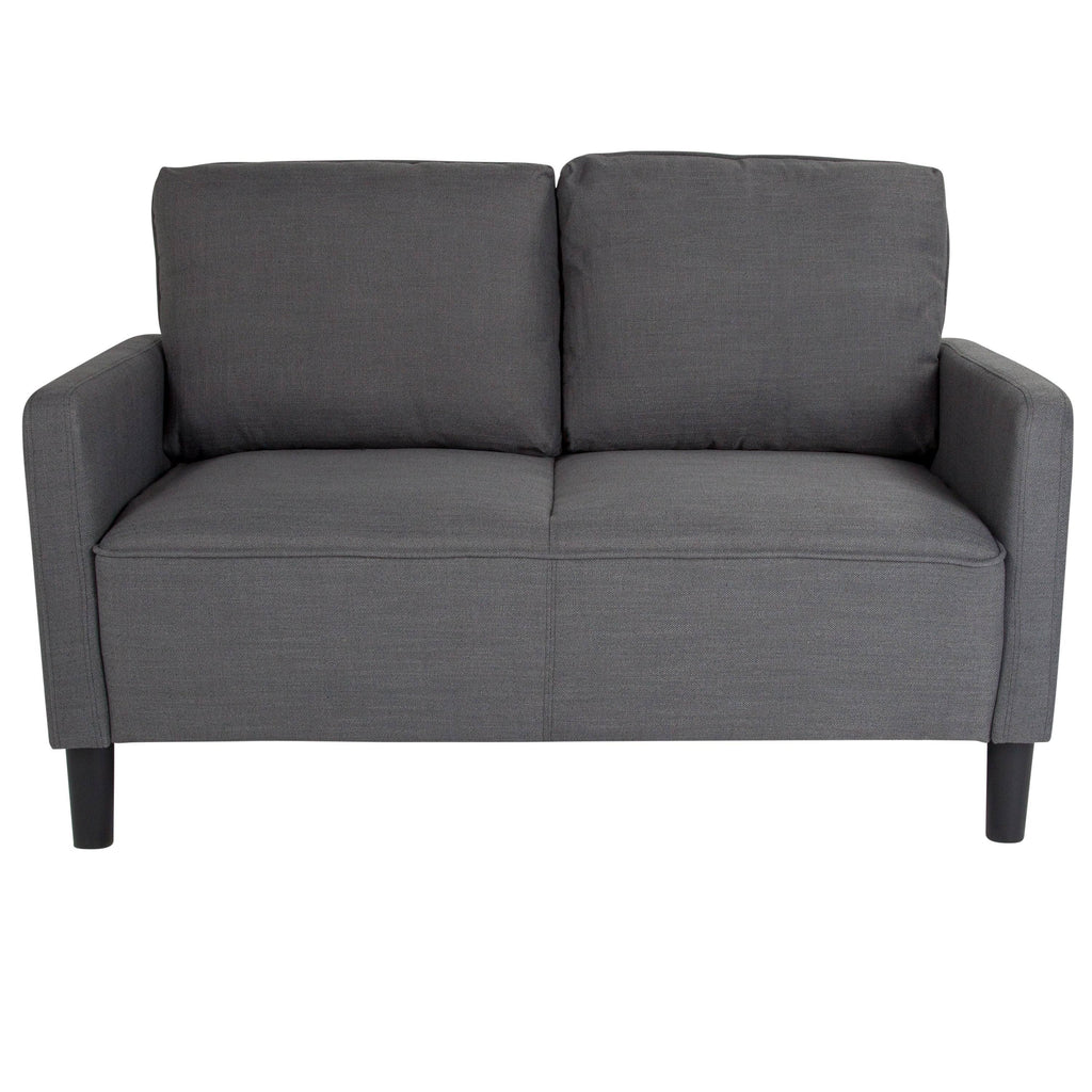 Brown Leather Straight Arm Loveseat A815738