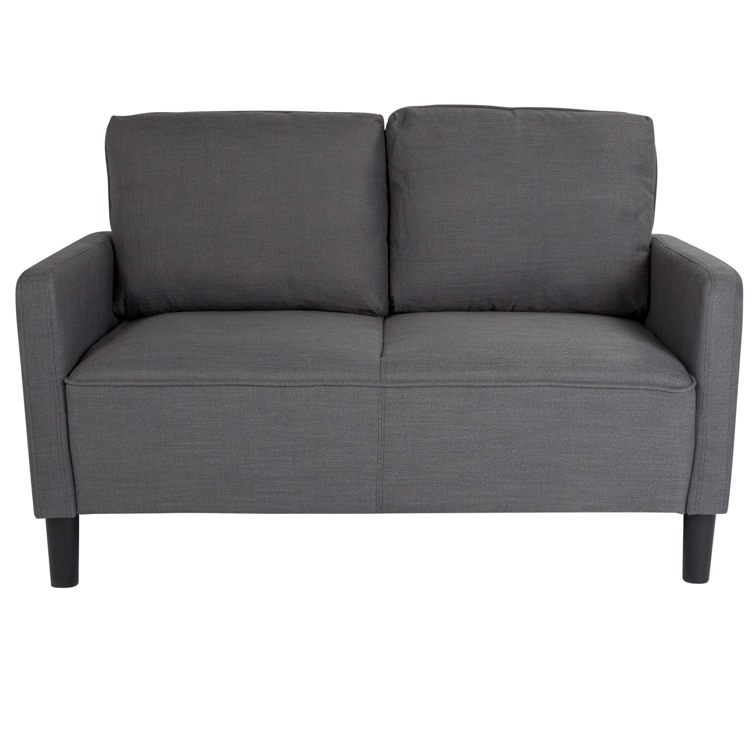 Brown Leather Straight Arm Loveseat A815738