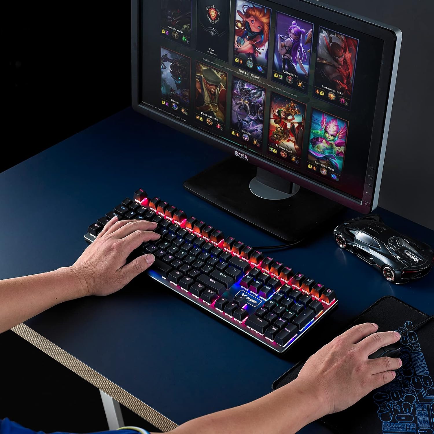 V700RGB LED Alloy Backlit Wired Mechanical Gaming Keyboard with Blue Switches, Braided Fiber Cable, Pack of 2 Y35436