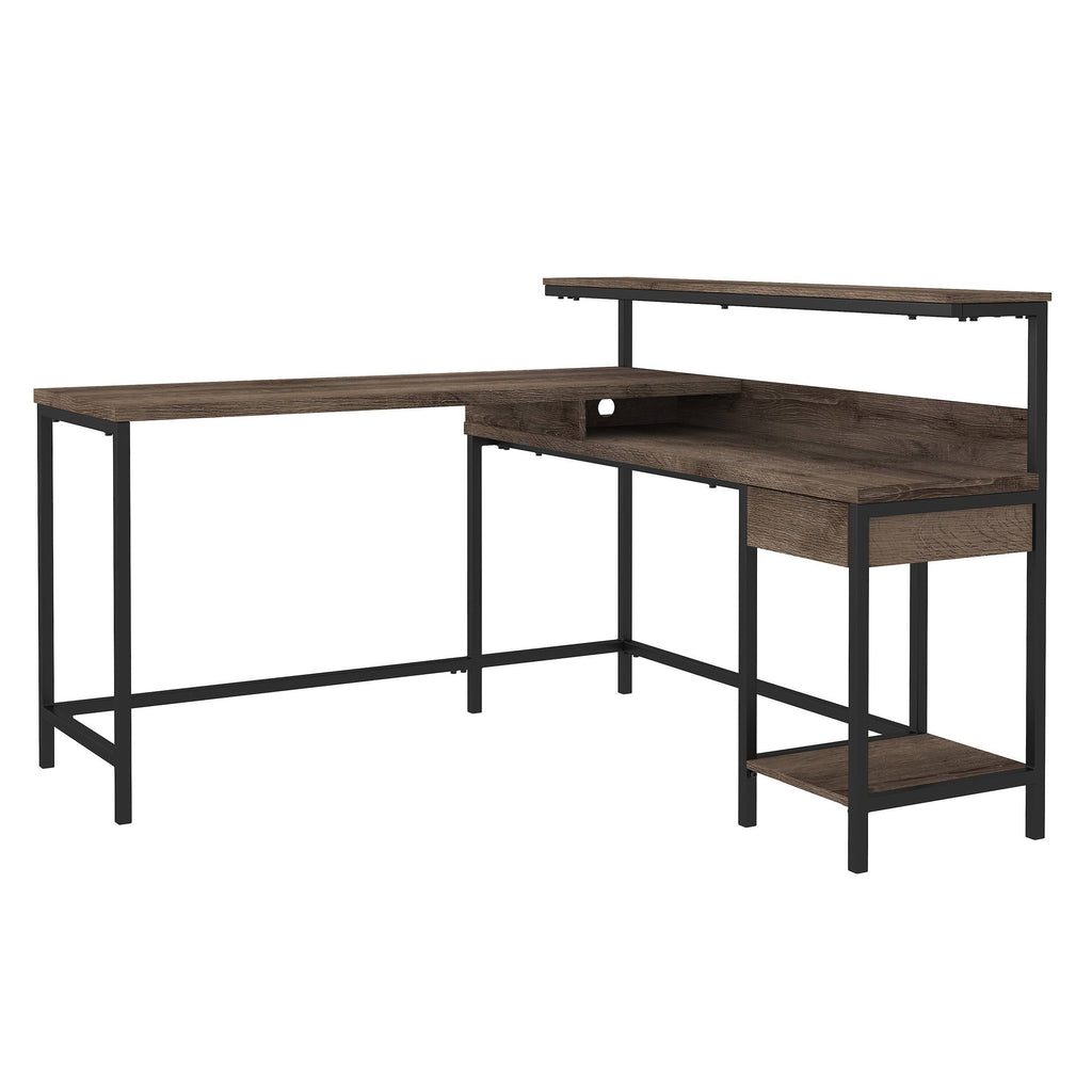 Gray L-Desk with Storage M1030