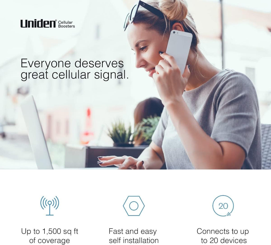 Cell Phone Signal Booster with Omni Whip Antenna, 75 Ohm, 5G Ready, Up to 1,500 sq ft M270