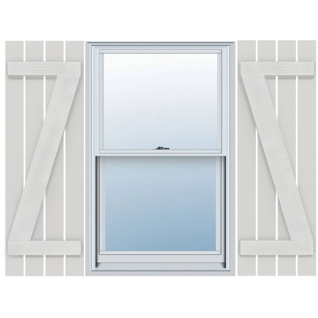 Rustic Four Board Spaced Board-n-Batten Faux Wood Shutters F24151