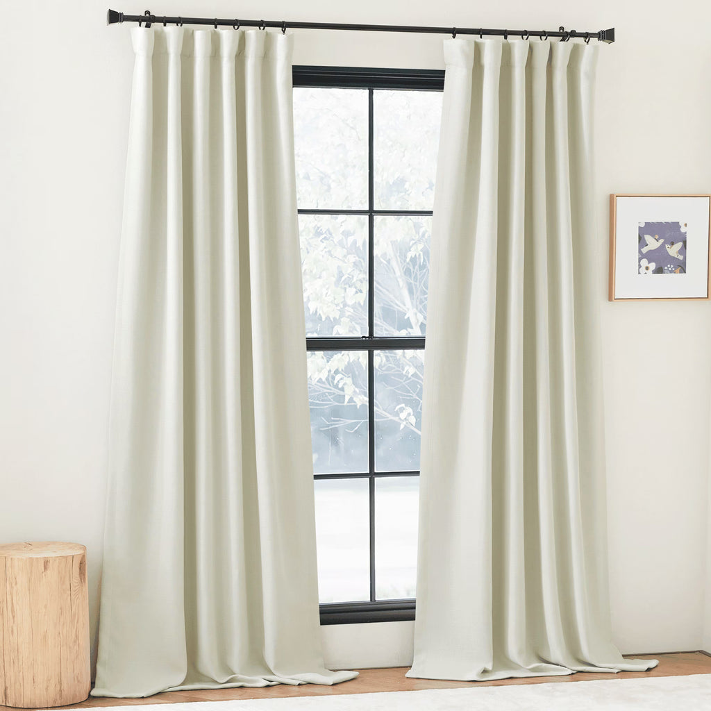 Faux Linen Blackout Curtains 102 inches Long 50" Wide 2 Panels Pinch Pleated Thermal Insulated N35941