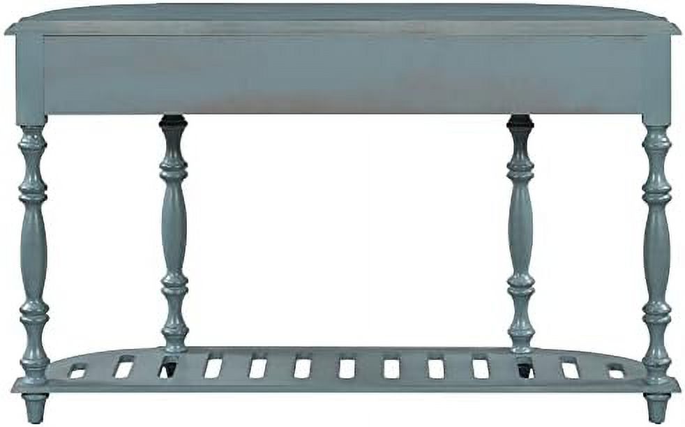 Antique White Curved Console Table with 4 Drawers Solid Wood Frame Q348
