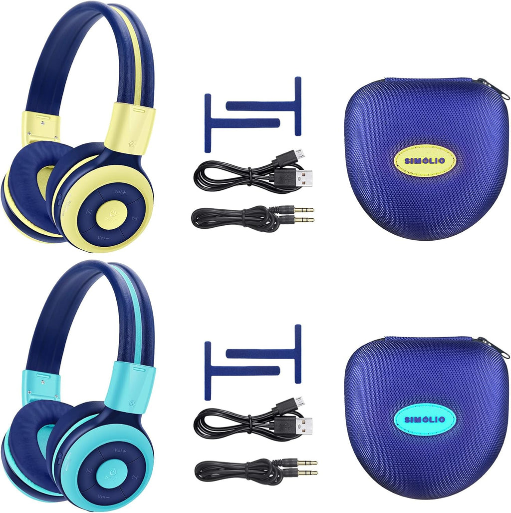 2 Pack Bluetooth On-Ear Headphone with Mic and EVA Case (Mint+Grey) T899