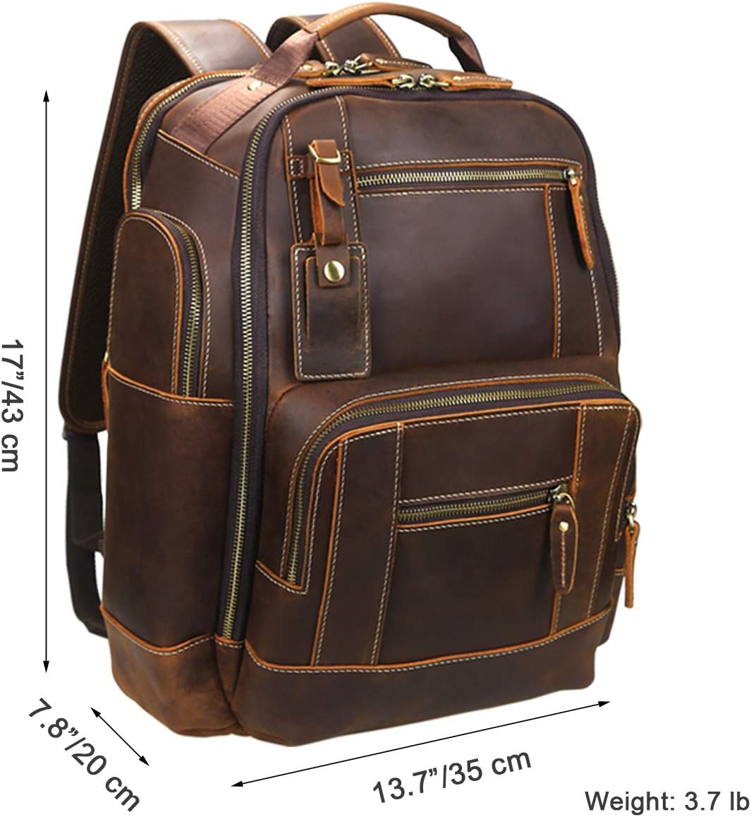 Men's Full Grain Leather Laptop Backpack D697283