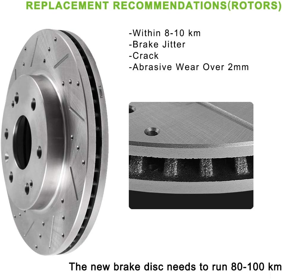 Drilled & Slotted Rear Brake Rotors 2pcs T279